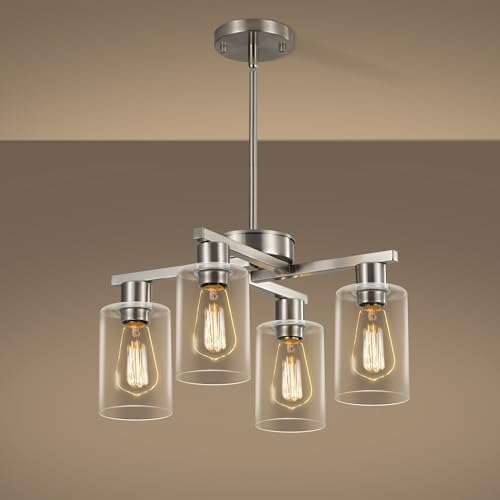 4 Light Modern Farmhouse Brushed Nickel Chandelier