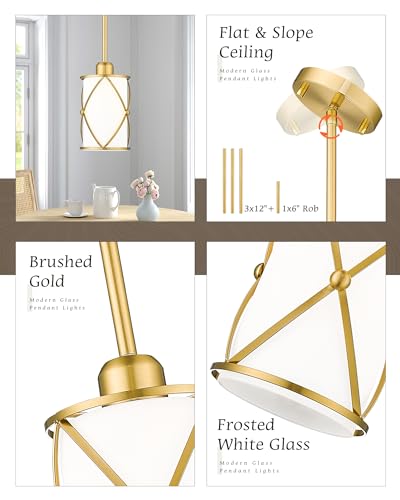 Brushed Gold Pendant Lights Kitchen Island 3 Pack (3 Count)