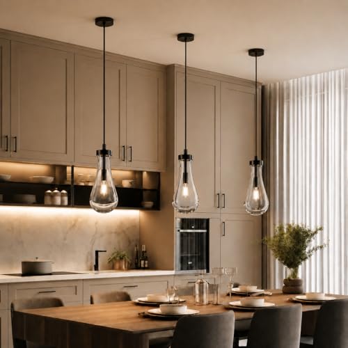 Modern Teardrop Crystal Pendant Light (Black / 1-Light)