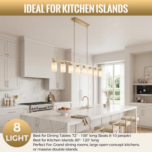 8 Light Brushed Gold Linear Chandelier