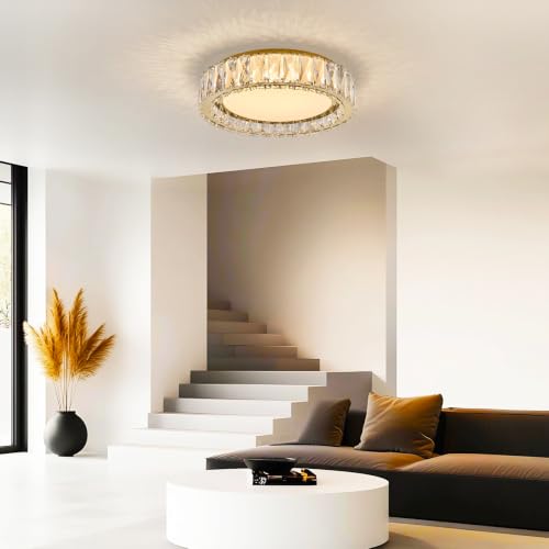 Dimmable Crystal Flush Mount Ceiling Light