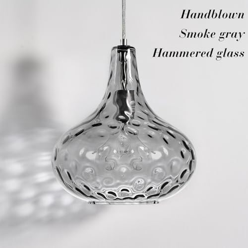 11" Smoked Hammered Glass Pendant Light