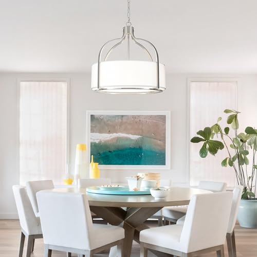 20.5" Modern Brushed Nickel Drum Chandelier