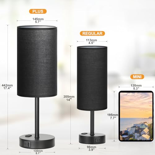 17.4" Black Lamp for Bedroom