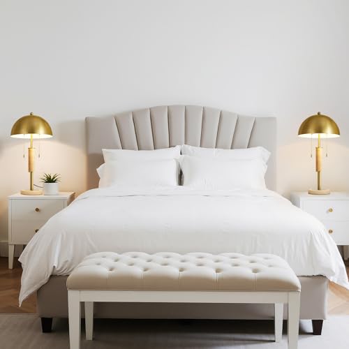 24" Modern Table Lamp for Living Room Gold Metal Nightstand Lamp with High