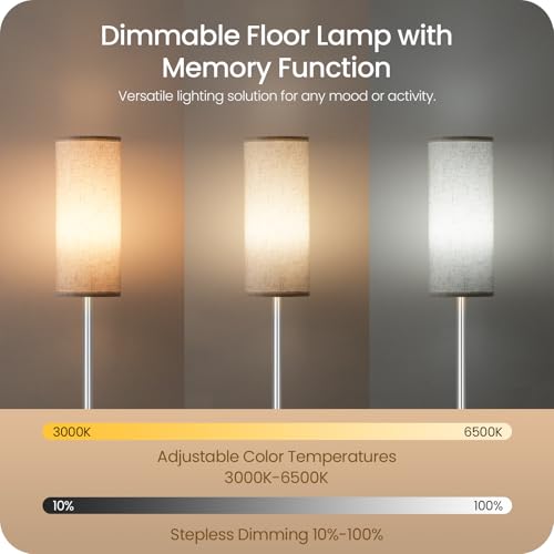 Dimmable Floor Lamps for Living Room with Remote and Foot Switch