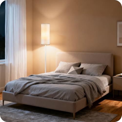 White Floor Lamps for Living Room with Remote and Foot Switch