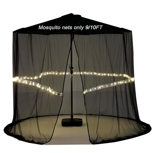 9 10FT Mosquito Net for Patio Umbrella Outdoors Screen Polyester Hanging Tent （Mosquito Net Only）