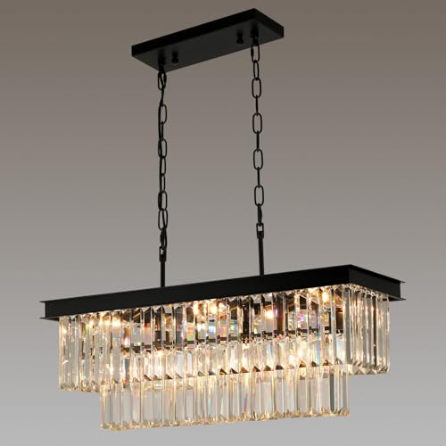 Black Crystal Chandeliers for Dining Room (9 Count)
