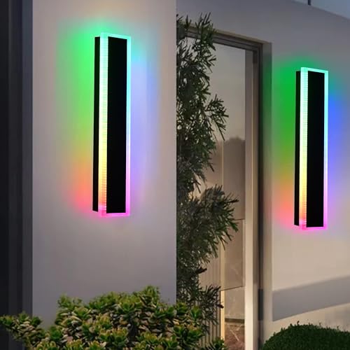 2 Packs 24in Long Outdoor RGB LED Wall Lights Black 5.1in Wide (2 Count)