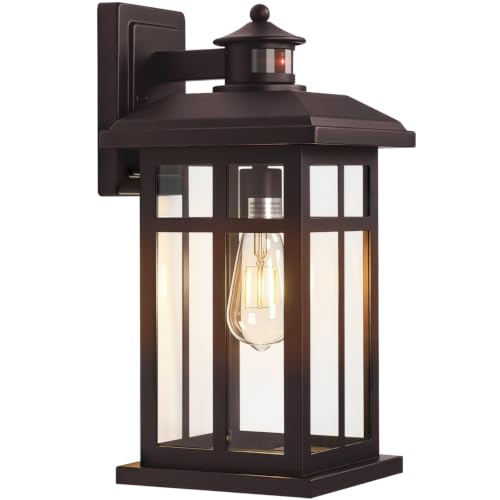 Motion Sensor Outdoor Wall Sconces Hardwired 16" Bronze