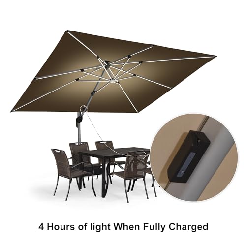 Patio Umbrella with Base 9'X12' Double Top LED Light