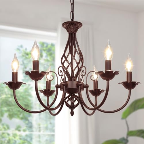6 Light Farmhouse Candle Chandelier for Dining Room