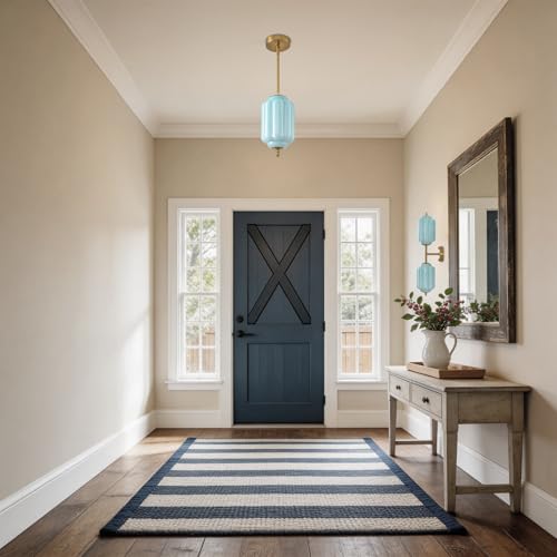 Vintage Blue Glass Pendant Lights 1 Pack 5.5 Inch Mid Century Brass Hanging Ceiling Light