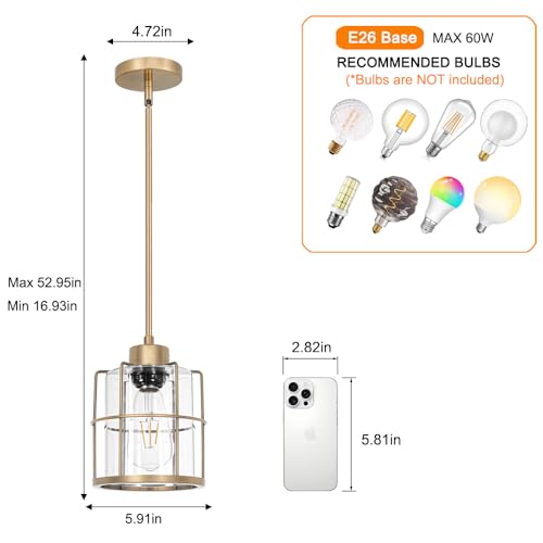 Modern Brass Pendant Light Kitchen Island Set of 2 (2 Count)