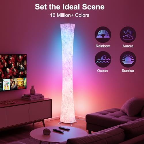 Floor Lamp 61'' Smart RGB LED Corner Lamp with Music Sync and 16 Million DIY Colors