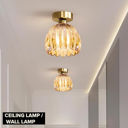 Amber Tulip Glass Lamp Shades 3Pcs (3 Count)