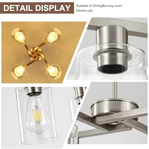 4 Light Modern Farmhouse Brushed Nickel Chandelier
