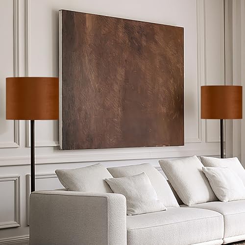 Large Burnt Orange Velvet Drum Replacement Lamp Shade