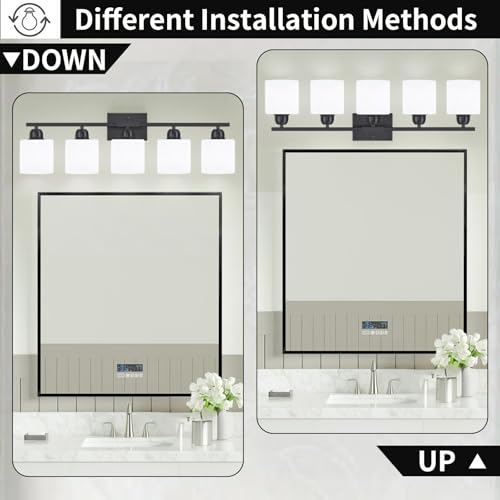 5 Light Black Bathroom Vanity Light