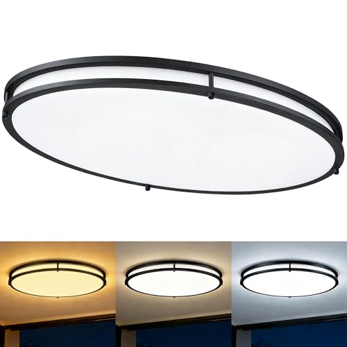 24 Inch Oval Black Ceiling Light Fixture for Living Room