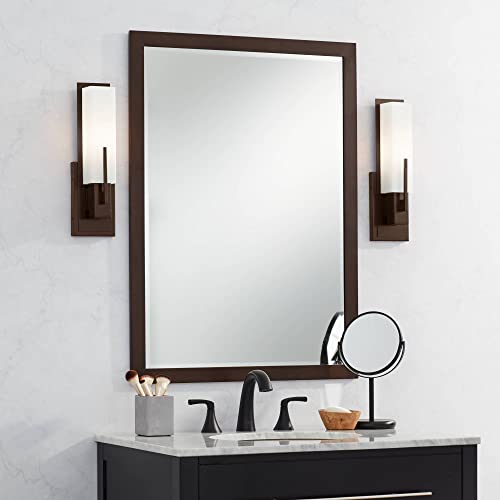 Midtown 15" High White Glass Bronze Modern Wall Sconce Light Fixture