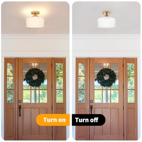 Artistic Gold Handcrafted Semi Flush Mount Ceiling Light