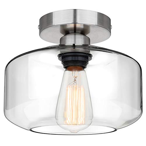Industrial Semi Flush Mount Ceiling Light Brushed Nickel