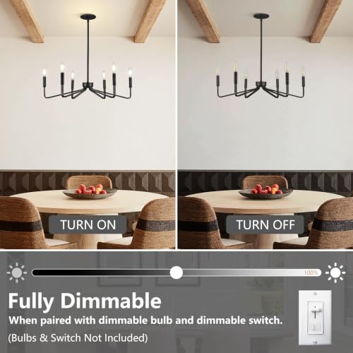 6 Light Black Dining Room Chandelier (6 Count)