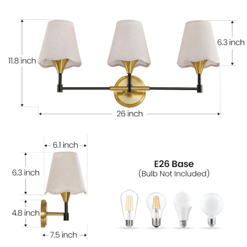 Black Gold Bathroom Vanity Light (Black Gold / 3 LIGHT)