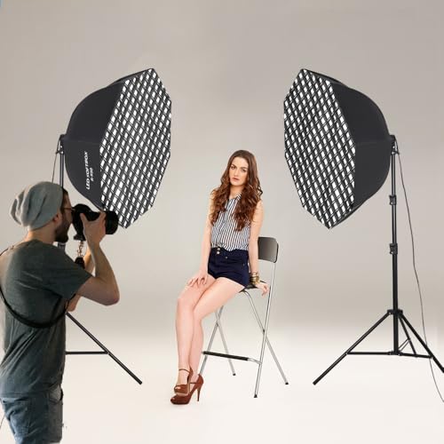 110W Octagonal Parabolic Softbox Lighting Kit with Honeycomb Grid (2 Count)