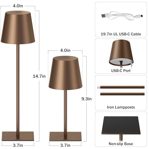 Brown Cordless Rechargeable Table Lamp