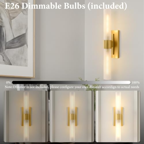 Gold Brass Bathroom Wall Sconce (2 Count)