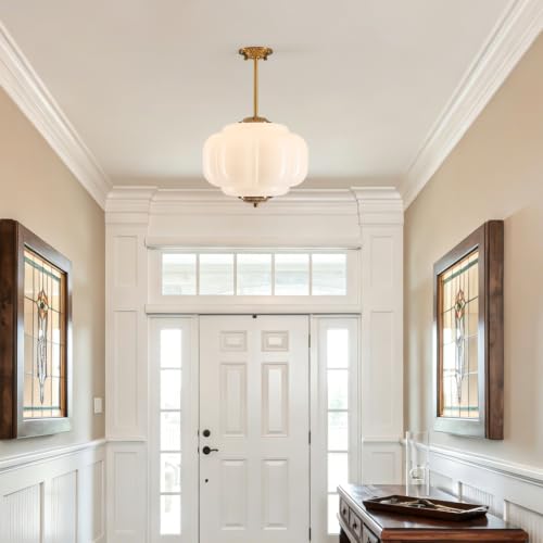 Semi Flush Mount Ceiling Light (Milk White 15")