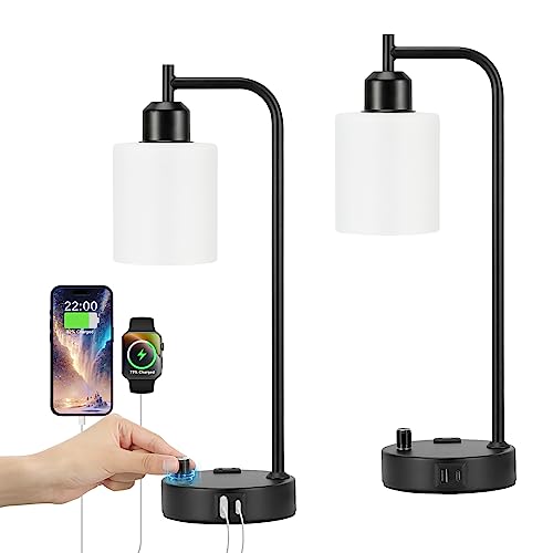 Industrial Bedroom Lamps for Nightstand Set of 2 (2 Count)