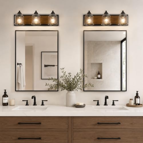 23" 3 Light Farmhouse Bathroom Vanity Light with Bubble Glass