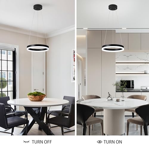 12" Black Led Ring Chandelier Ring Modern Led Chandelier 3 Pack Modern Pendant Lights Led Pendant Lights Adjustable Height Light Contemporary Light Fixture for Kitchen Island Dining Room