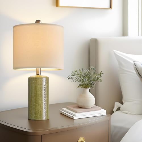 20.25" Small Single Table Lamp for Bedroom Modern Ceramic Nightstand Lamp