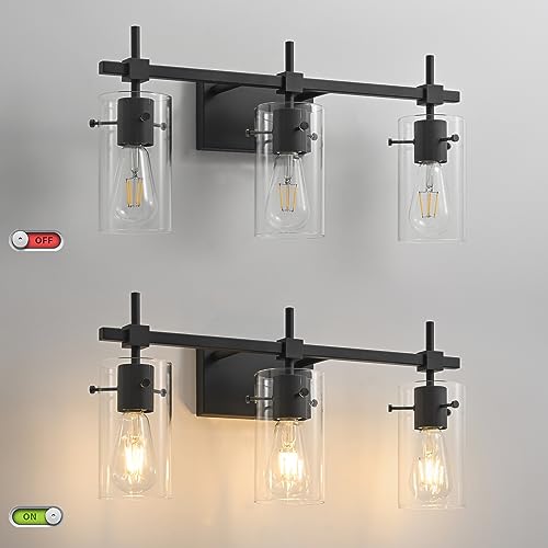3 Lights Black Vanity Lights for Bathroom Wall Light Fixtures Bathroom Light Fixtures Over Mirror Bath Vanity Light Black