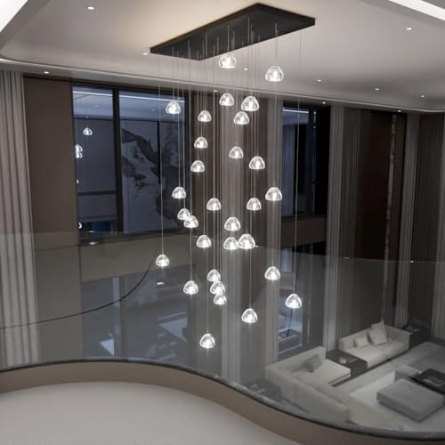 LED Chandeliers for Living Room Rectangular Light Dining Room Light Dimmable High Ceiling Pendant Lights Fixtures Lighting Chandelier for Foyer Entryway 2700K 6000K Lighting Large