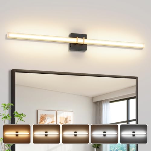 Modern Black and Brass Vanity Light Bar 40 Inch