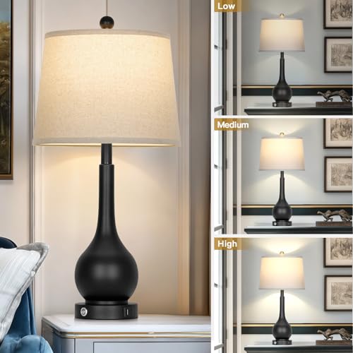 26" Black Table Lamp for Living Room Single