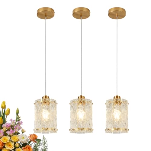 Gold Water Ripple Glass Pendant Lights 3 (3 Count)