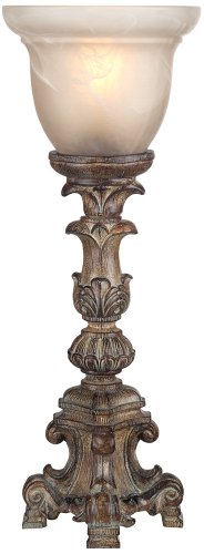 French Candlestick 18" Small Table Lamp Beige Wash Accent Console Cottage