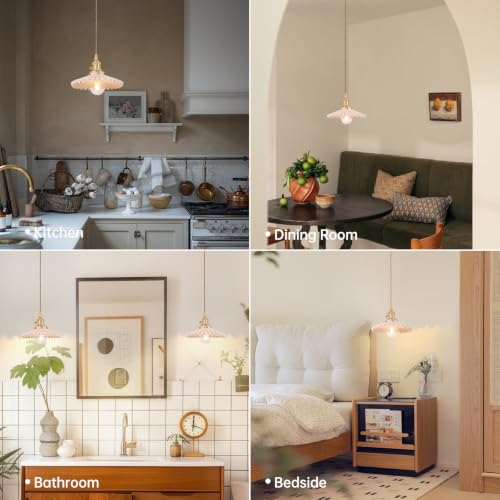 Pendant Light 2 Pack with Pink Pleated Ceramic Lmapshade (2 Count)