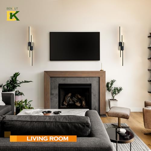 Modern LED Wall Sconce Black Remote Wall Light Fixtures for Bathroom