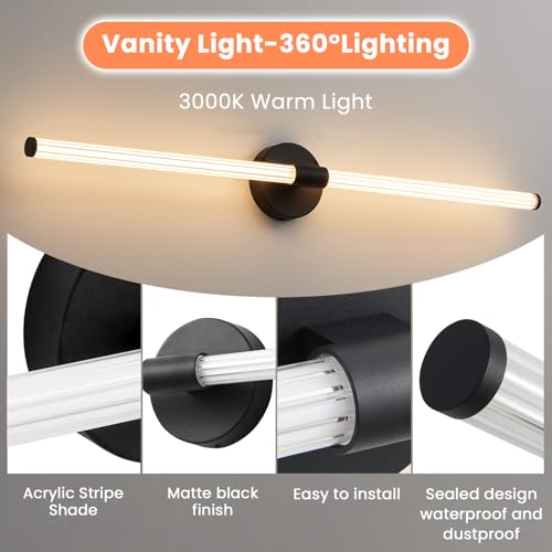Bathroom Vanity Lights 39" Long LED Vanity Light Bar Black