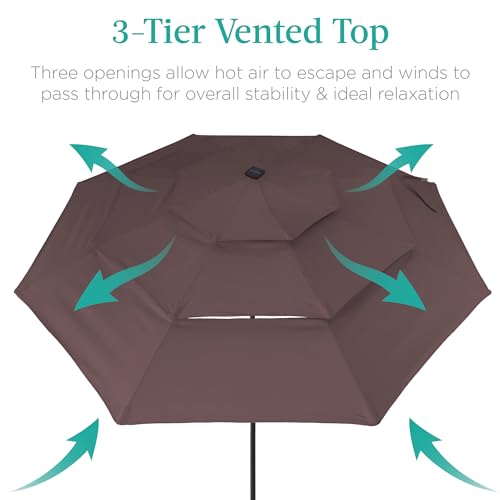 10ft 3 Tier Solar Patio Umbrella
