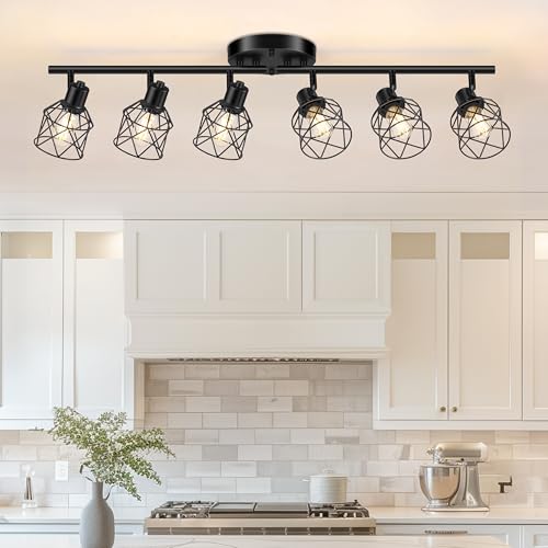 6 Lights Black Semi Flush Mount Ceiling Light (6 Count)