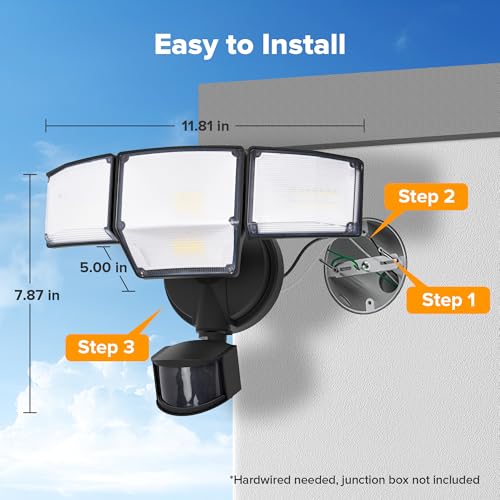 80W 9000LM LED Security Lights Motion Sensor Outdoor Lights (2 Count)